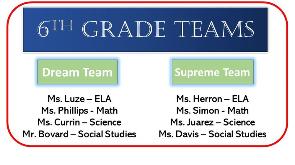 6th Grade Teams - Dream Team, Supreme Team